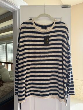Polo by Ralph Lauren Navy & Cream Striped Long-Sleeve Knit Shirt